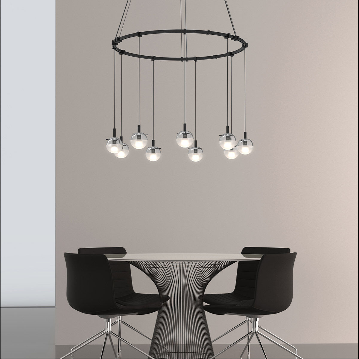 Suspenders LED 24 inch Satin Black Modular Pendant Composition Ceiling Light